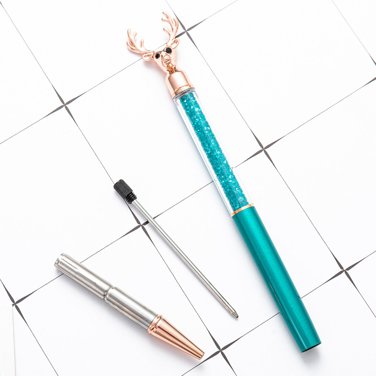 Wholesale Metal Deer Head Crystal Pen Reindeer Shape Rhinestone Ballpoint Pen